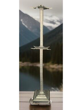 Crosby & Taylor Artisan Pewter Display Post Measuring Cups Spoons Holder 16 inch